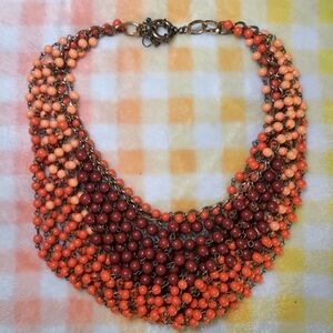 J. Jill Vibrant Orange and Red Beaded Necklace